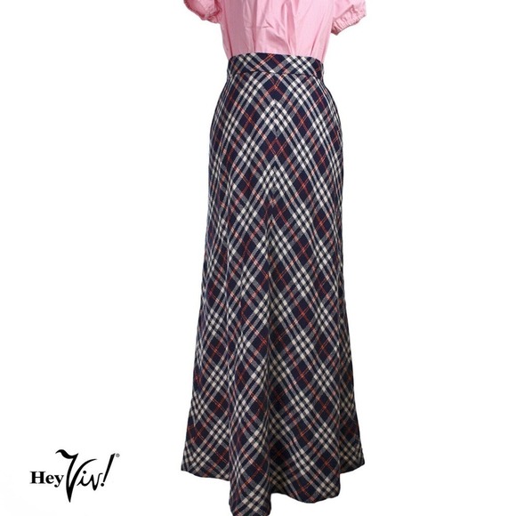 Vintage 1970s Century of Boston Glitter Plaid Maxi Skirt Size 12 W27"- Hey Viv - Picture 2 of 8